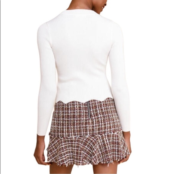 NWT Francesca’s Women’s Sandra Ribbed Scalloped Sweater - Size Large - Picture 1 of 9